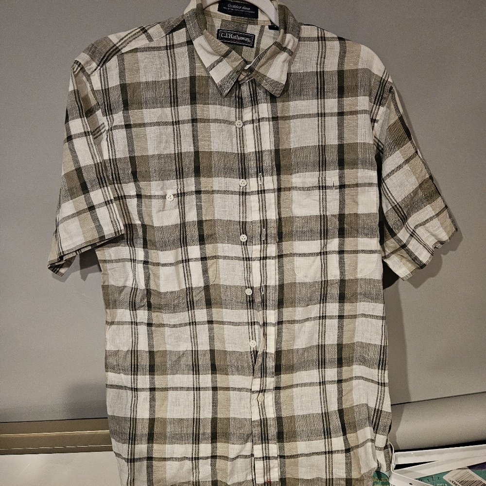 Club Room Green and White Casual Button Down Shirt